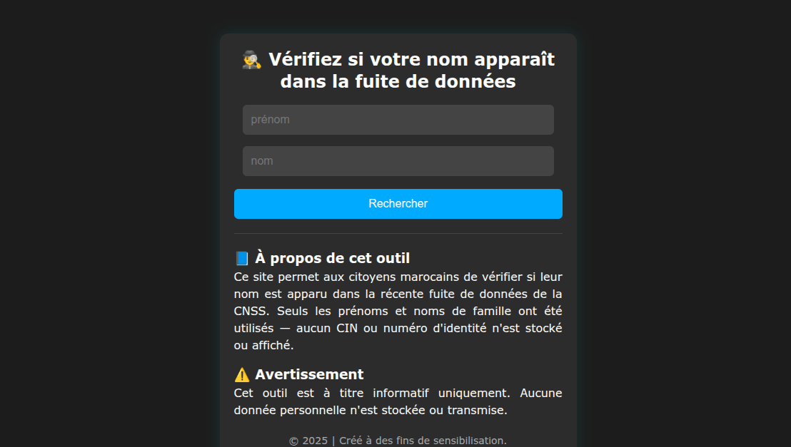 CNSS Data Leak Name Checker